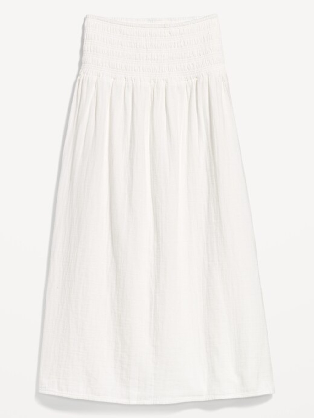 NWT Old Navy Boho Ivory Tiered Smocked Cotton Maxi Skirt Sz Small Crinkle Gauze